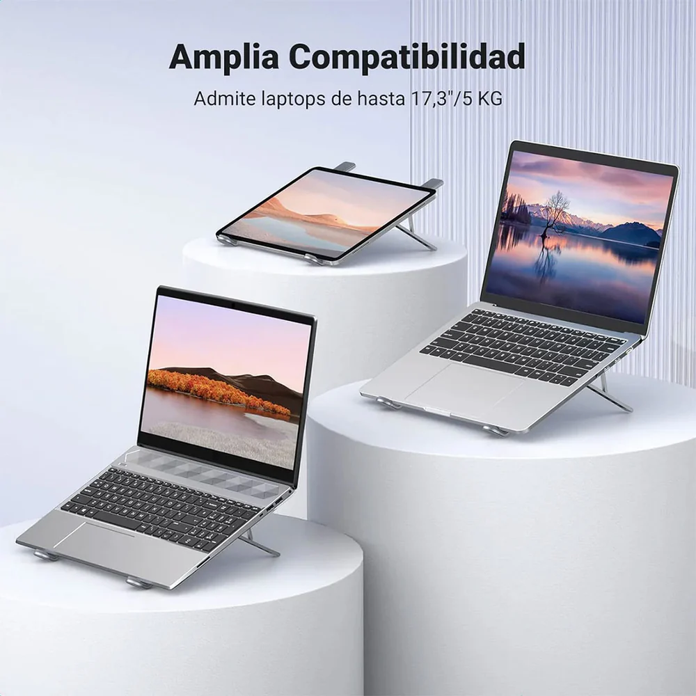 img Soporte para Laptop Ugreen de Aluminio Diseño Ergonomico y Plegable soporta hasta 17.3" con 5 Alturas Regulables 40289