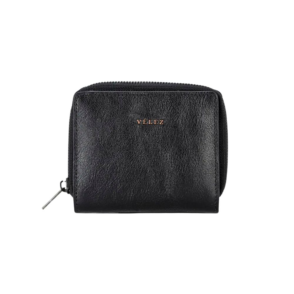 Billetera Grecia de Cuero Negro Vélez 
