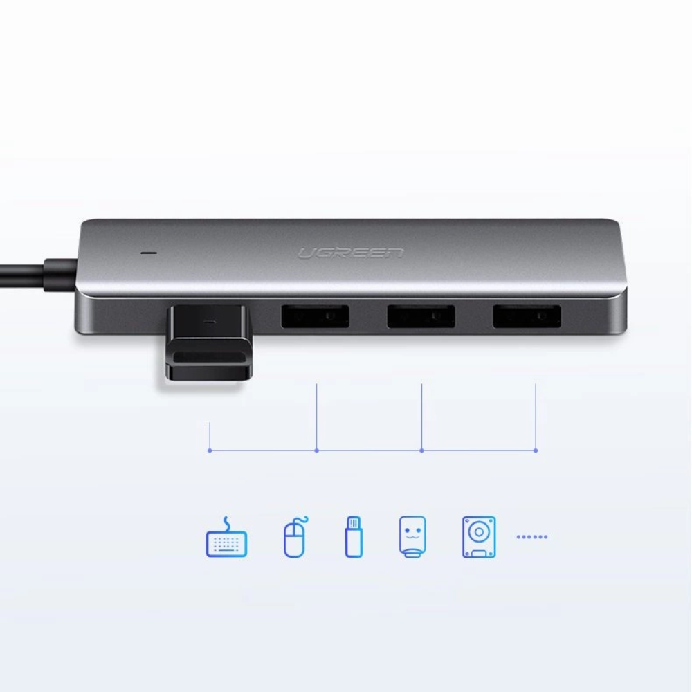 img Hub USB-C Ugreen 4 USB-A 3.0 y 1 USB-C solo para Datos Longitud del cable 15cm 70336