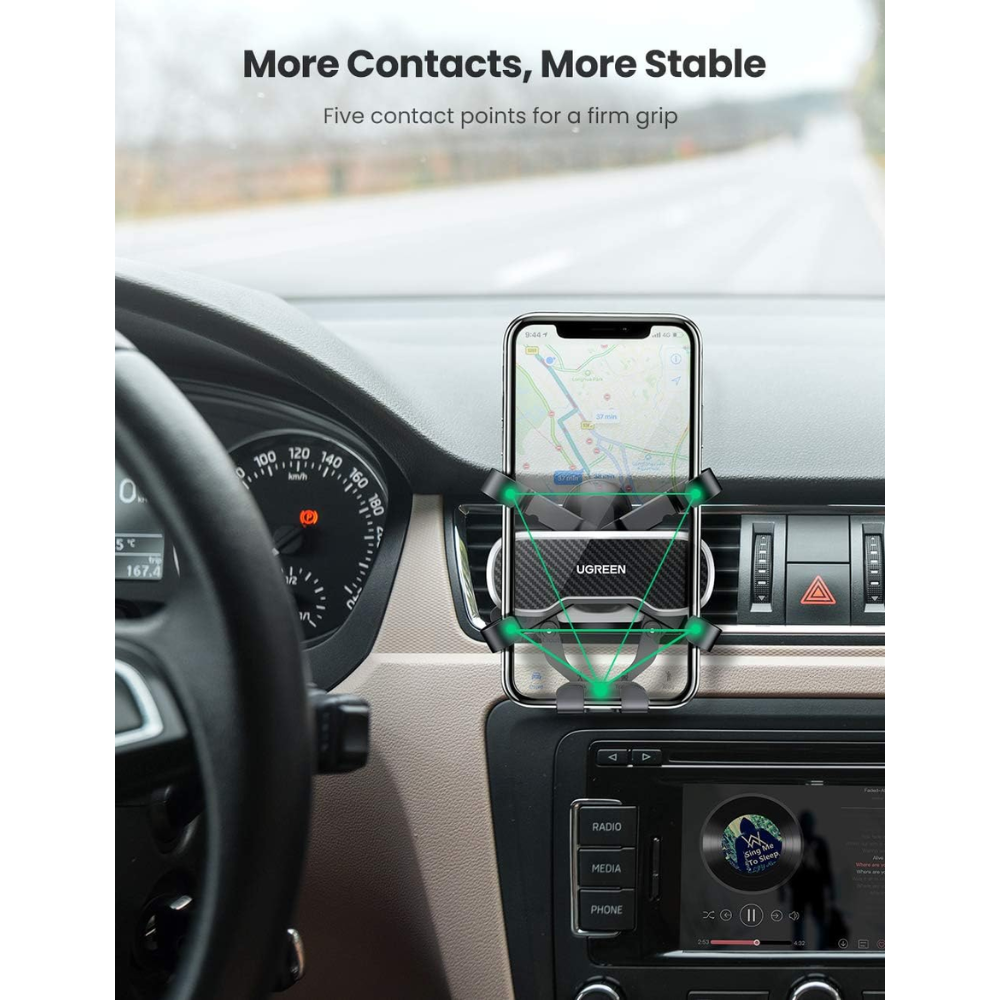 Soporte Ugreen para Vehiculo por Gravedad Rotacion 360 Grados Compatible con el 98% de Salidas de Aire 80871