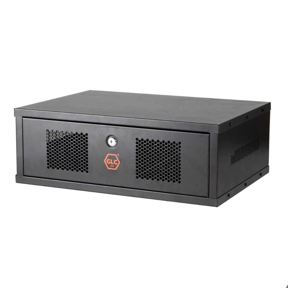 Gabinete GLC 3U para CCTV 185x370x600mm Capacidad 40Kg Norma ROHS color Negro GLC-MURAL-3U370