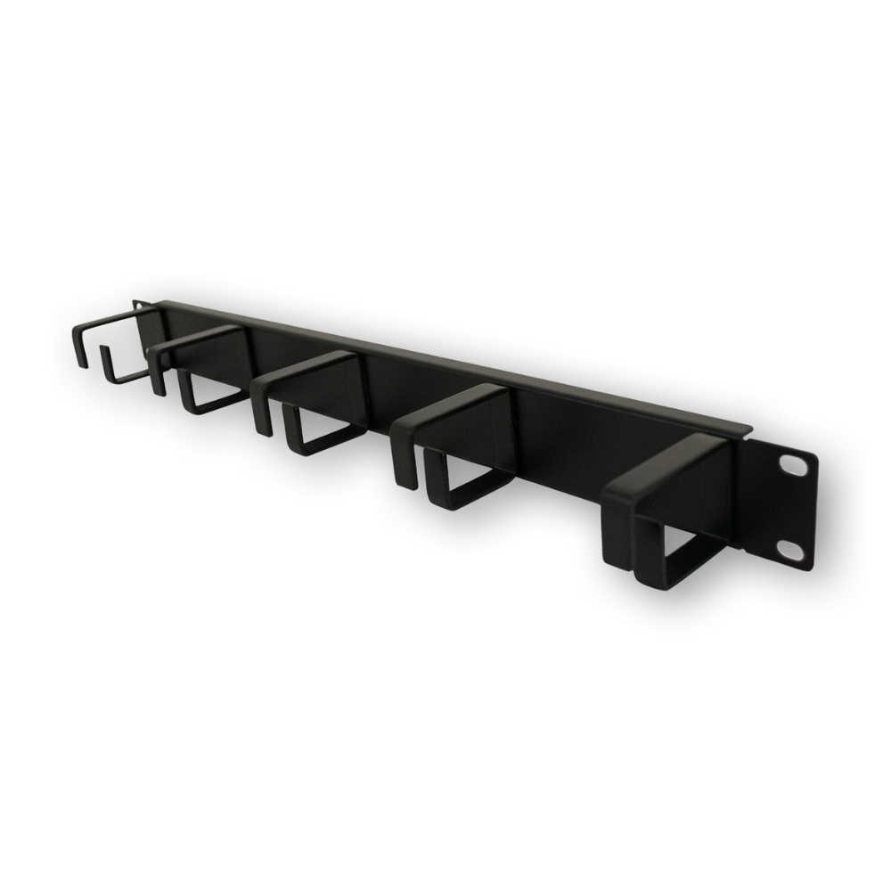 Organizador de Cable GLC 1U Horiontal 19" sin Tapa con 5 Anillas Individuales color Negro GLC-ORGAB-001