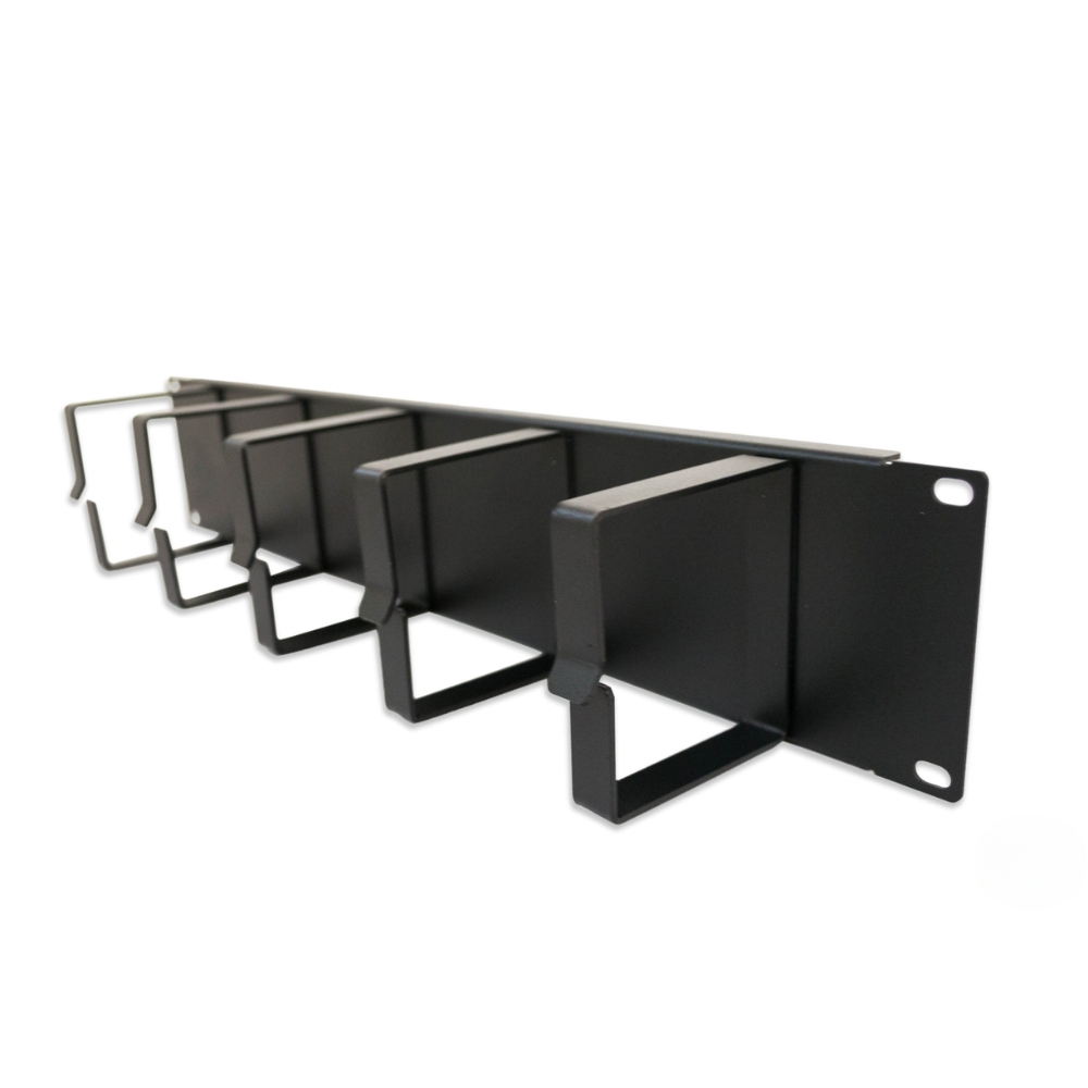 Organizador de Cable GLC 2U Horiontal 19" sin Tapa con 5 Anillas Individuales color Negro GLC-ORGAB-002
