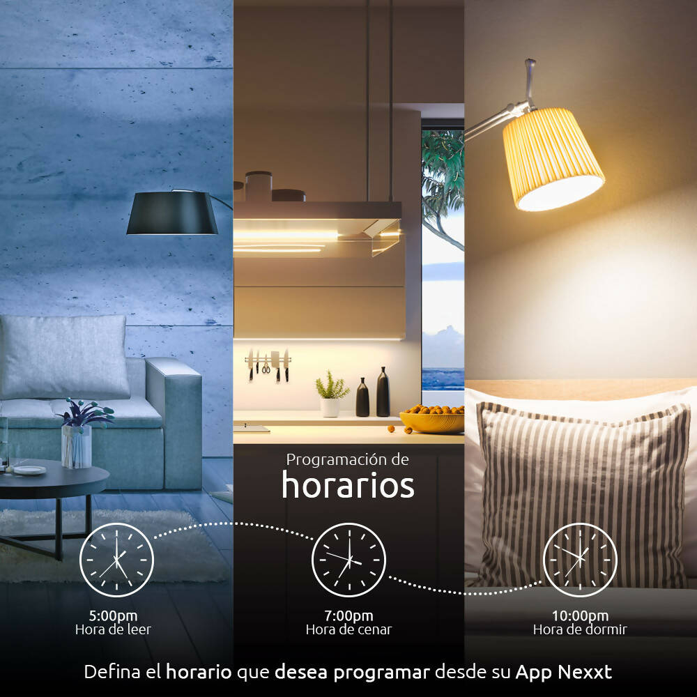 img Foco Nexxt LED Inteligente Regulable Luz Calida Blanca Fria WiFi Alexa Google E26 E27 9W NHB-W120