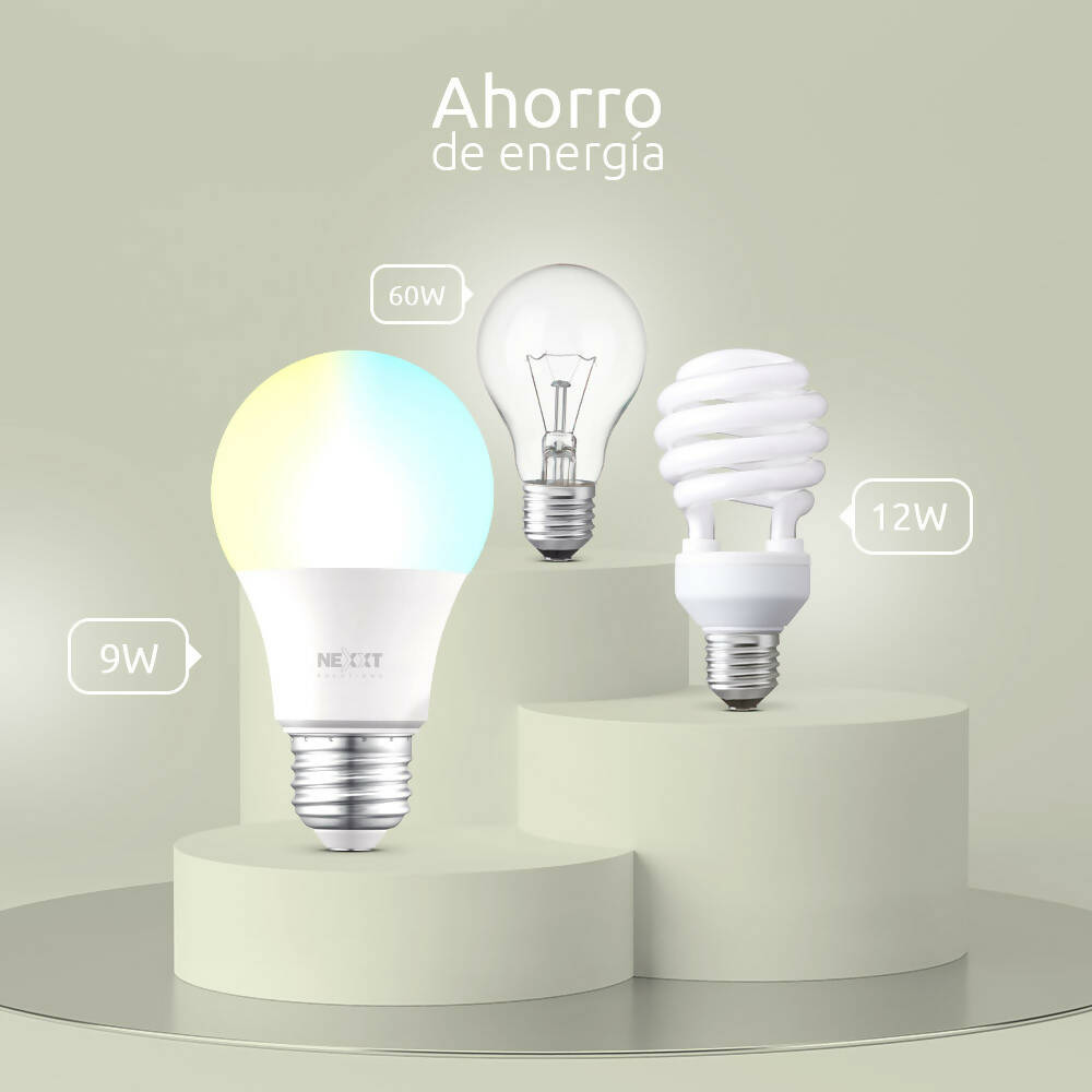 img Foco Nexxt LED Inteligente Regulable Luz Calida Blanca Fria WiFi Alexa Google E26 E27 9W NHB-W120