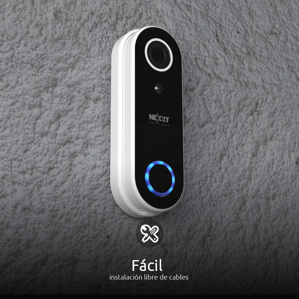 img Timbre Inteligente Nexxt Camara Video Portero Full HD WiFi Alexa Google Audio Bidireccional Deteccion de Movimiento Vision Nocturna Proteccion IP65 NHC-D100