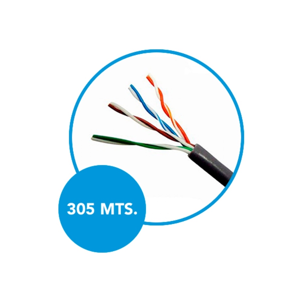 img Cable Ethernet UTP Dimax Categoria 5E 24AWG Aleacion Longitud 305 Metros para Exterior Jacket PE color Negro con Carrete de Madera C711