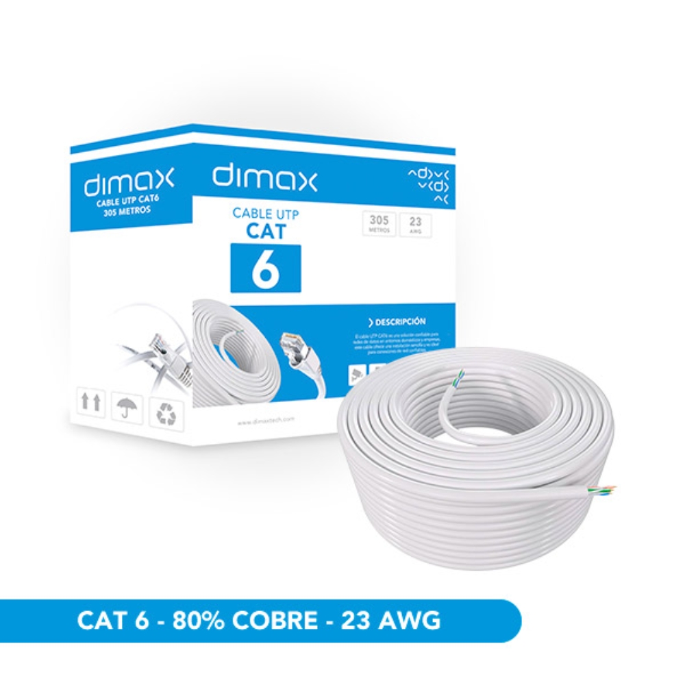 Cable Ethernet UTP Dimax Categoria 6 23AWG CCAE 80% Cobre Longitud 305 ...