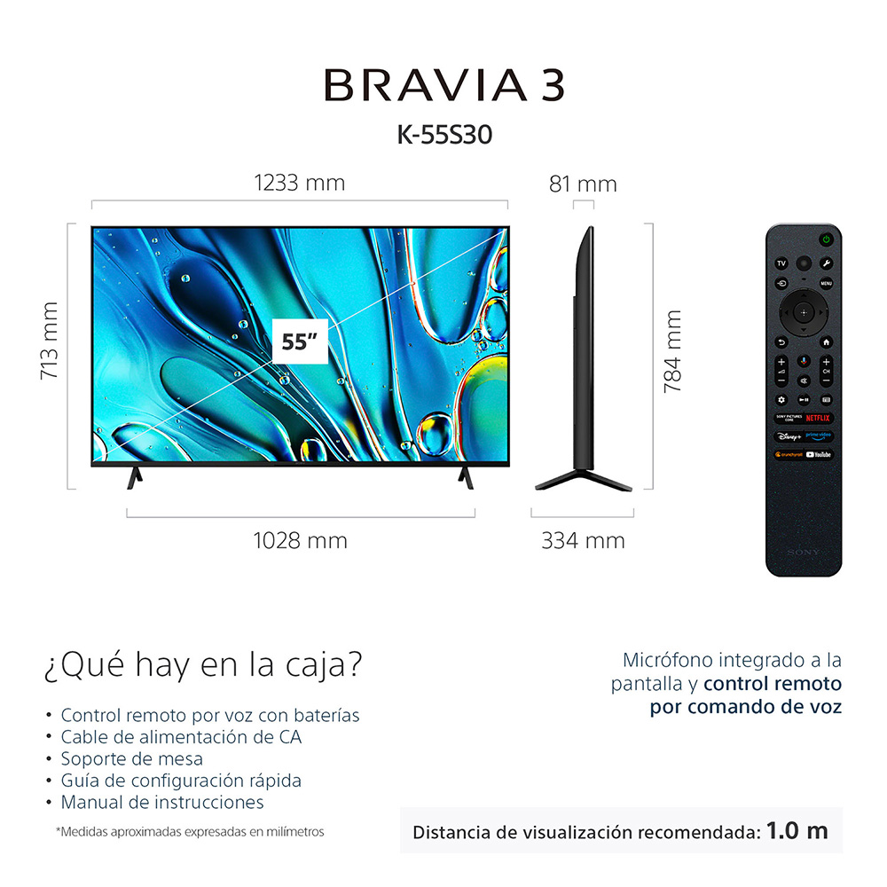 img LED 55" Smart TV Sony Bravia 3 4K HDR K-55S30