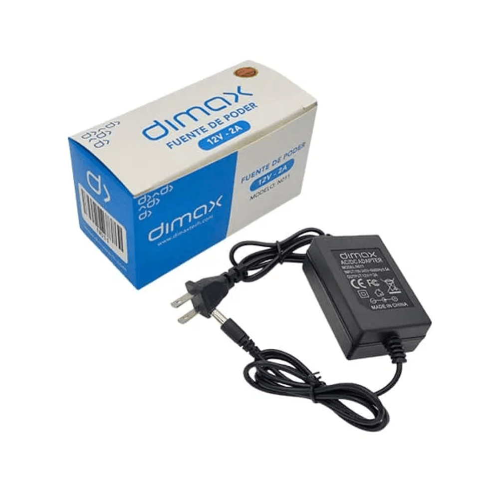 Fuente de Poder Dimax Salida 12VDC 2Amp Soporta Camara Chapa y Control de Acceso N011