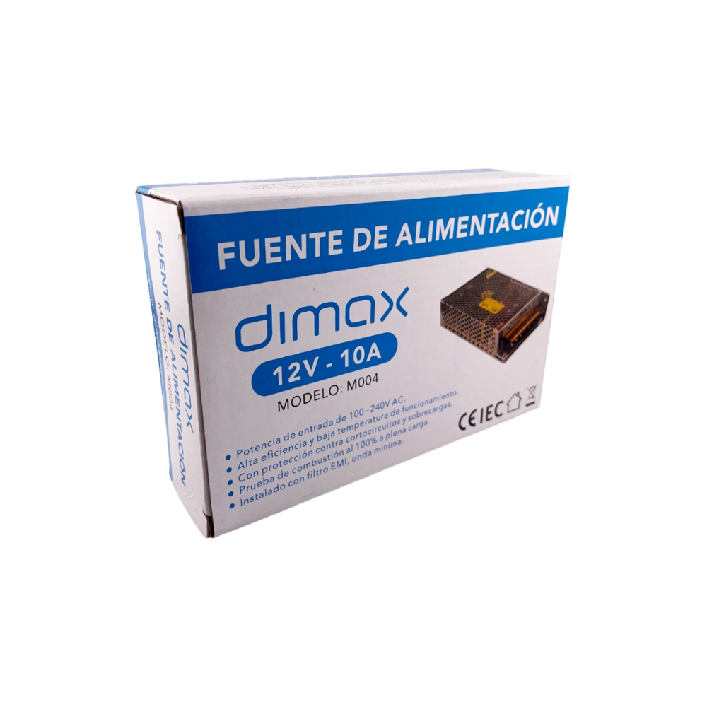 img Fuente de Poder Dimax Tipo Rejilla Salida 12Vdc 10Amp Bornera de Conexion General Soporta Camara Chapa y Control de Acceso M004