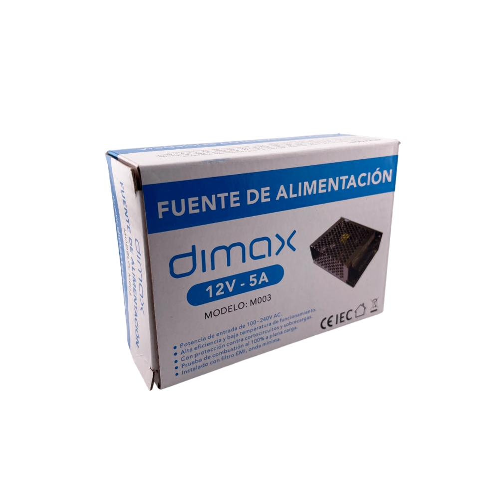 img Fuente de Poder Dimax Tipo Rejilla Salida 12Vdc 5Amp Bornera de Conexion General Soporta Camara Chapa y Control de Acceso M003