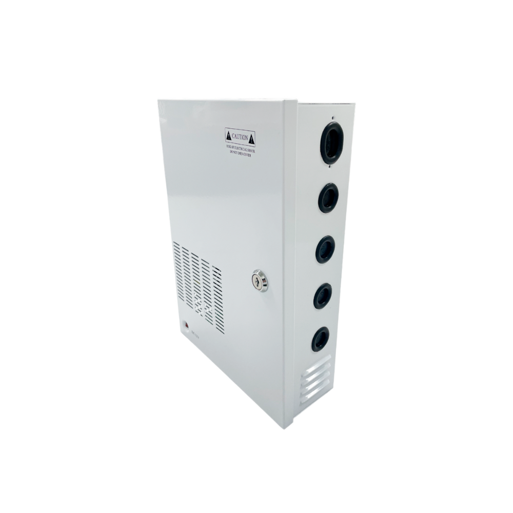 img Fuente Supervisada Dimax 12Vdc 25Amp con 18 Salidas para Camaras 12Vdc 1.3Amp Caja Metalica Fusible General y por Canal M006