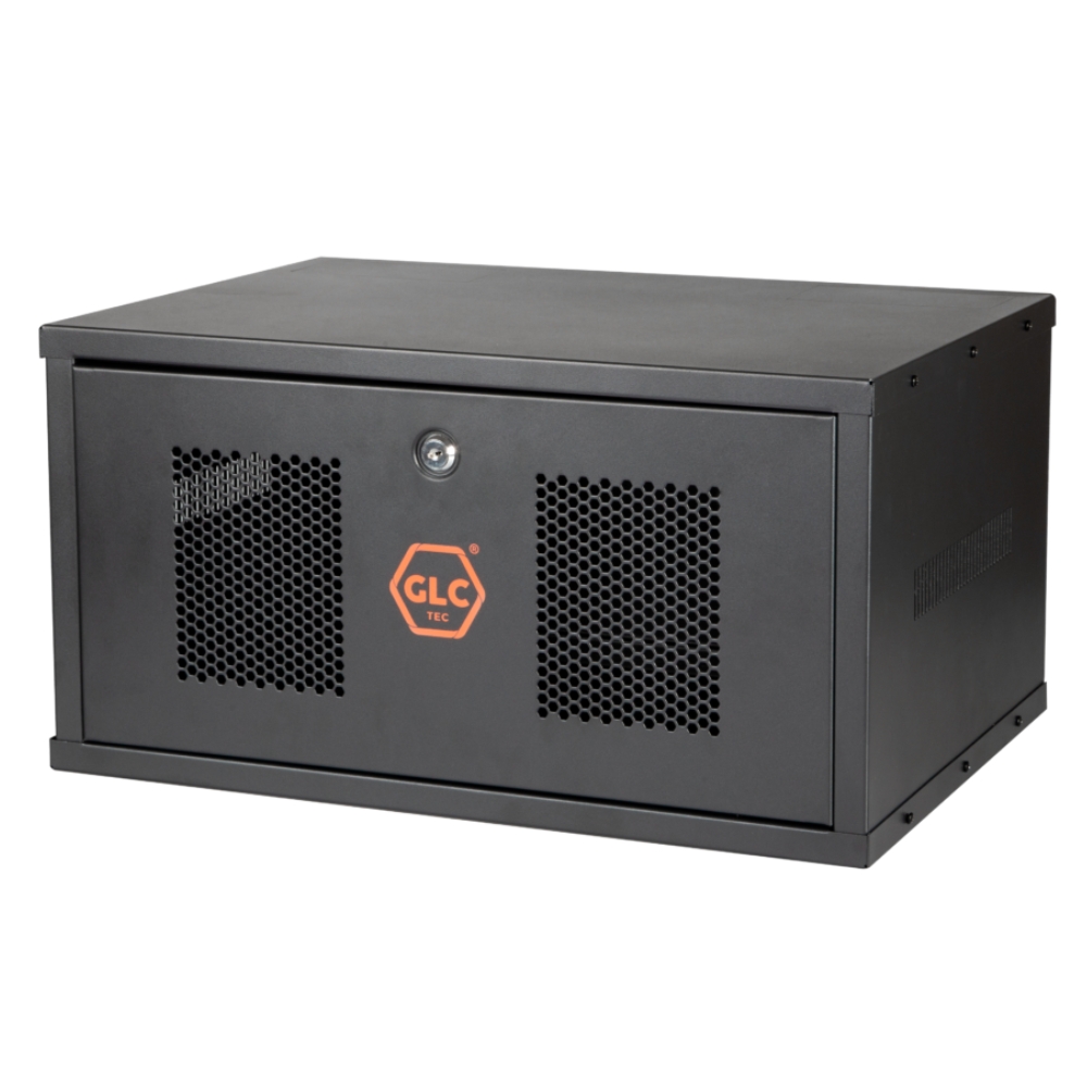 Gabinete GLC 5U para CCTV 275x370x600mm Capacidad 40Kg Norma ROHS color Negro GLC-MURAL-5U370