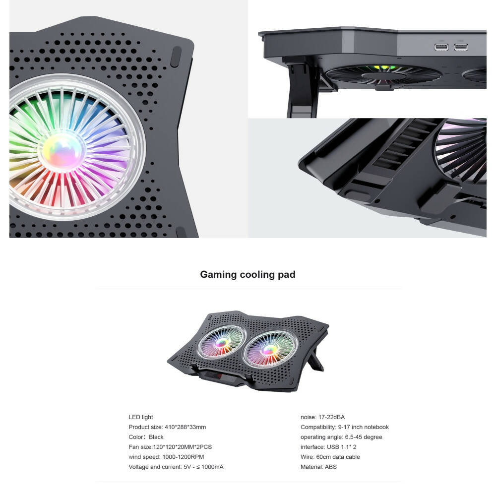 img Soporte Cooler Havit para Laptop hasta 16" con 2 Ventiladores y 2 Puertos USB-A HV-F2072