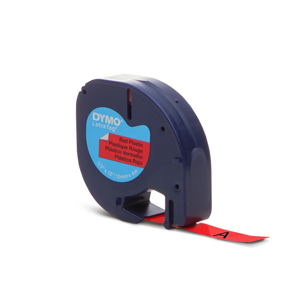 Cinta Dymo Letratag Plastico Rojo 12mm x 4m 91333