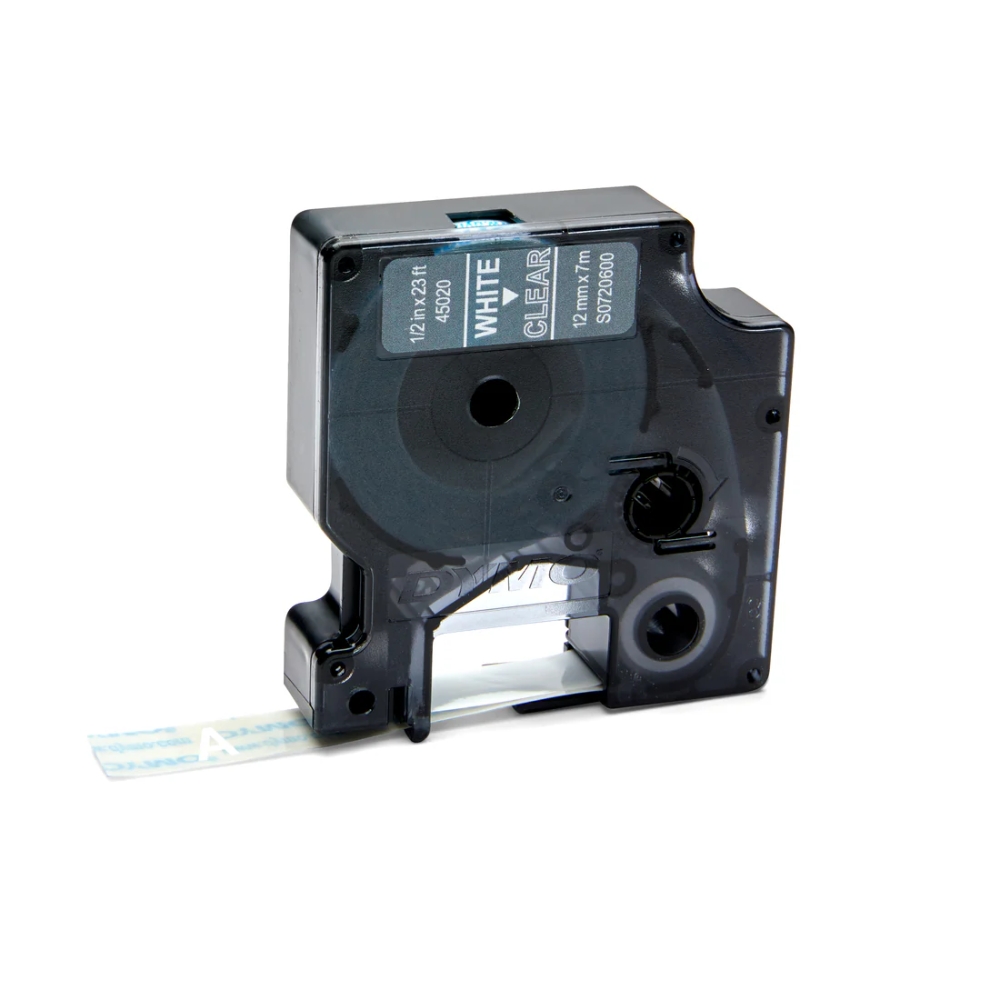 Cinta Dymo D1 Labelmanager Standard Blanco sobre Transparente 12mm x 7m 45020