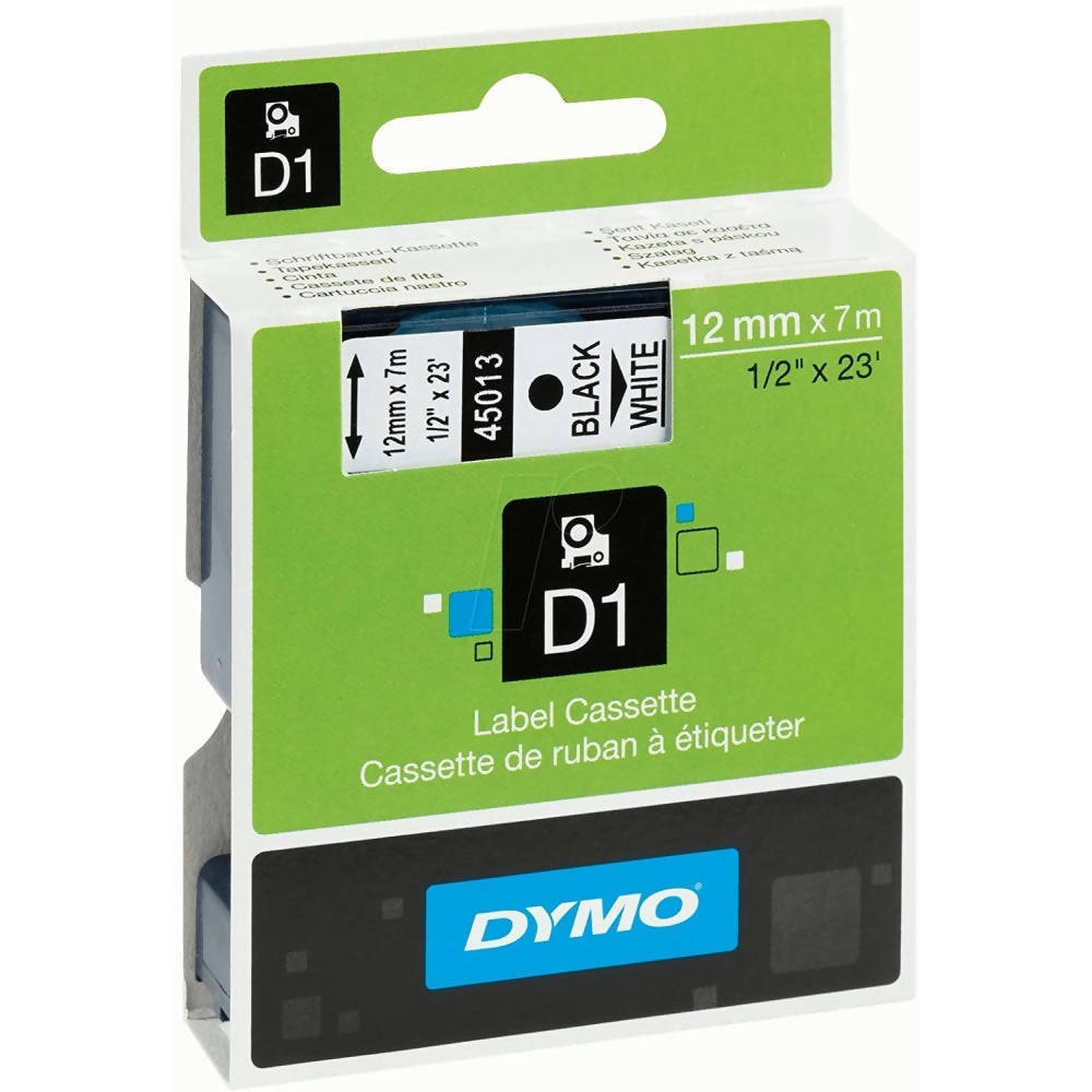 img Cinta Dymo D1 Labelmanager Standard Negro sobre Blanco 12mm x 7m 45013
