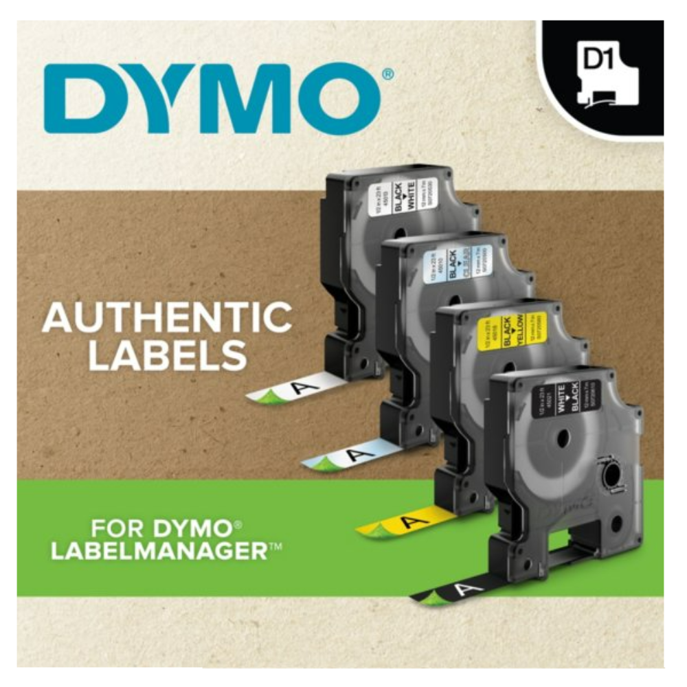 img Cinta Dymo D1 Labelmanager Standard Negro sobre Blanco 12mm x 7m 45013