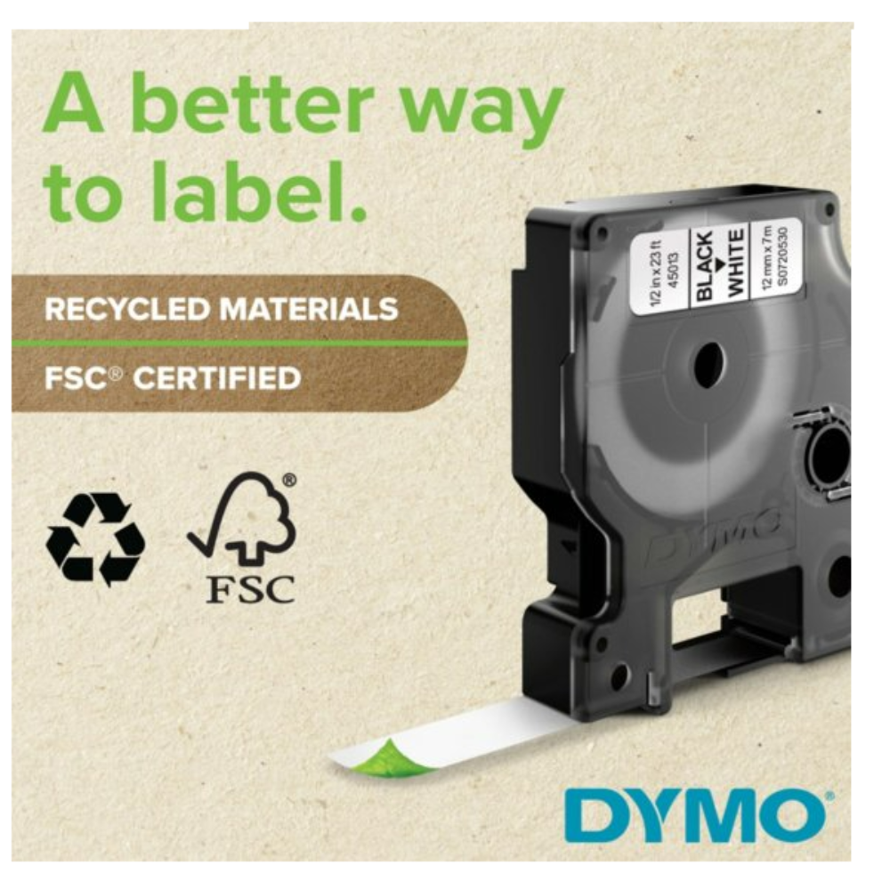img Cinta Dymo D1 Labelmanager Standard Negro sobre Blanco 12mm x 7m 45013