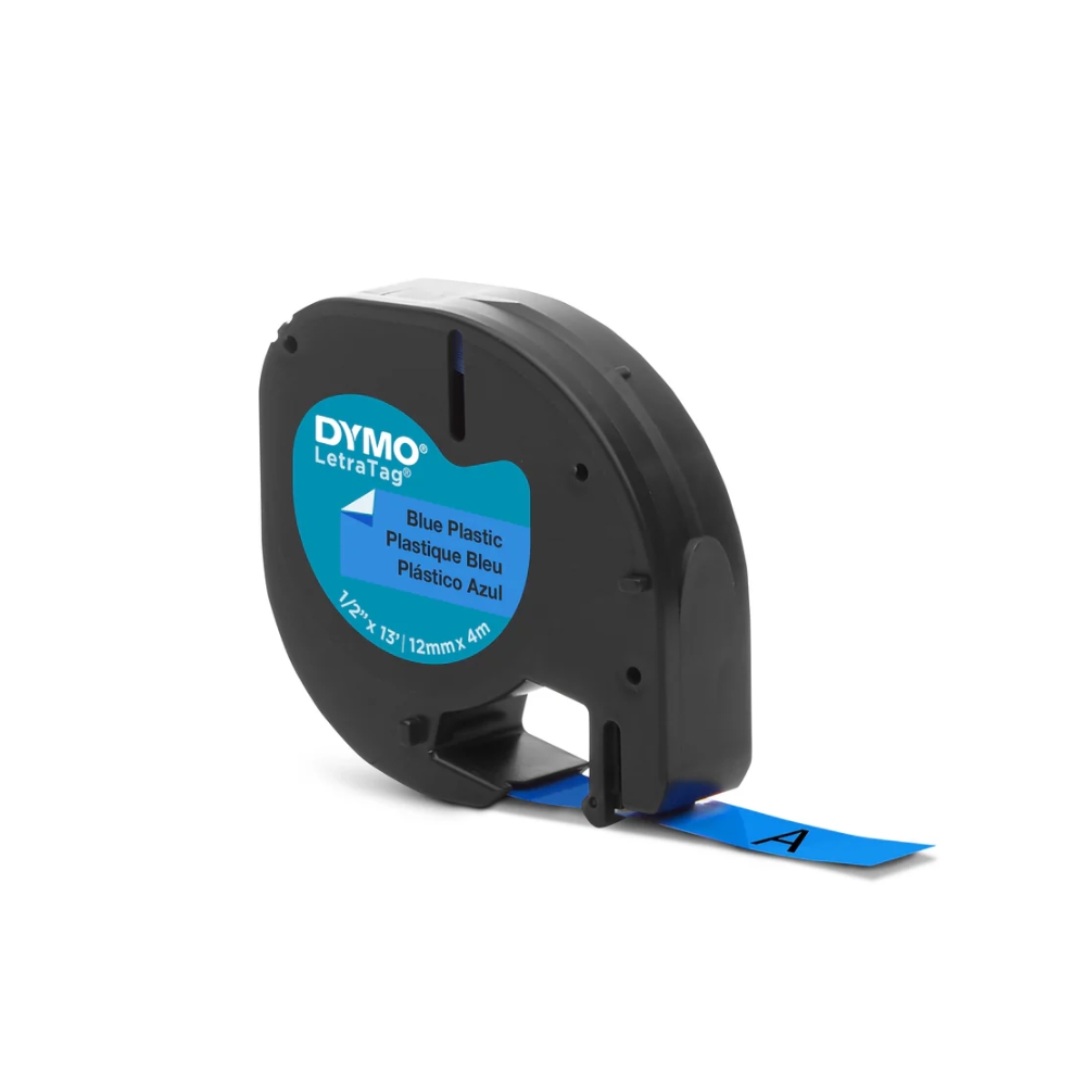 Cinta Dymo Letratag Plastico Azul 12mm x 4m 91335