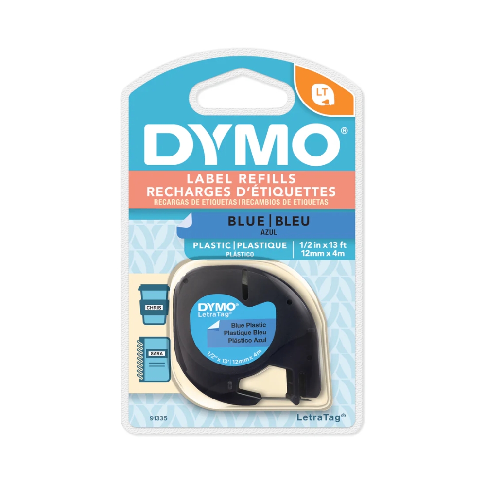 img Cinta Dymo Letratag Plastico Azul 12mm x 4m 91335