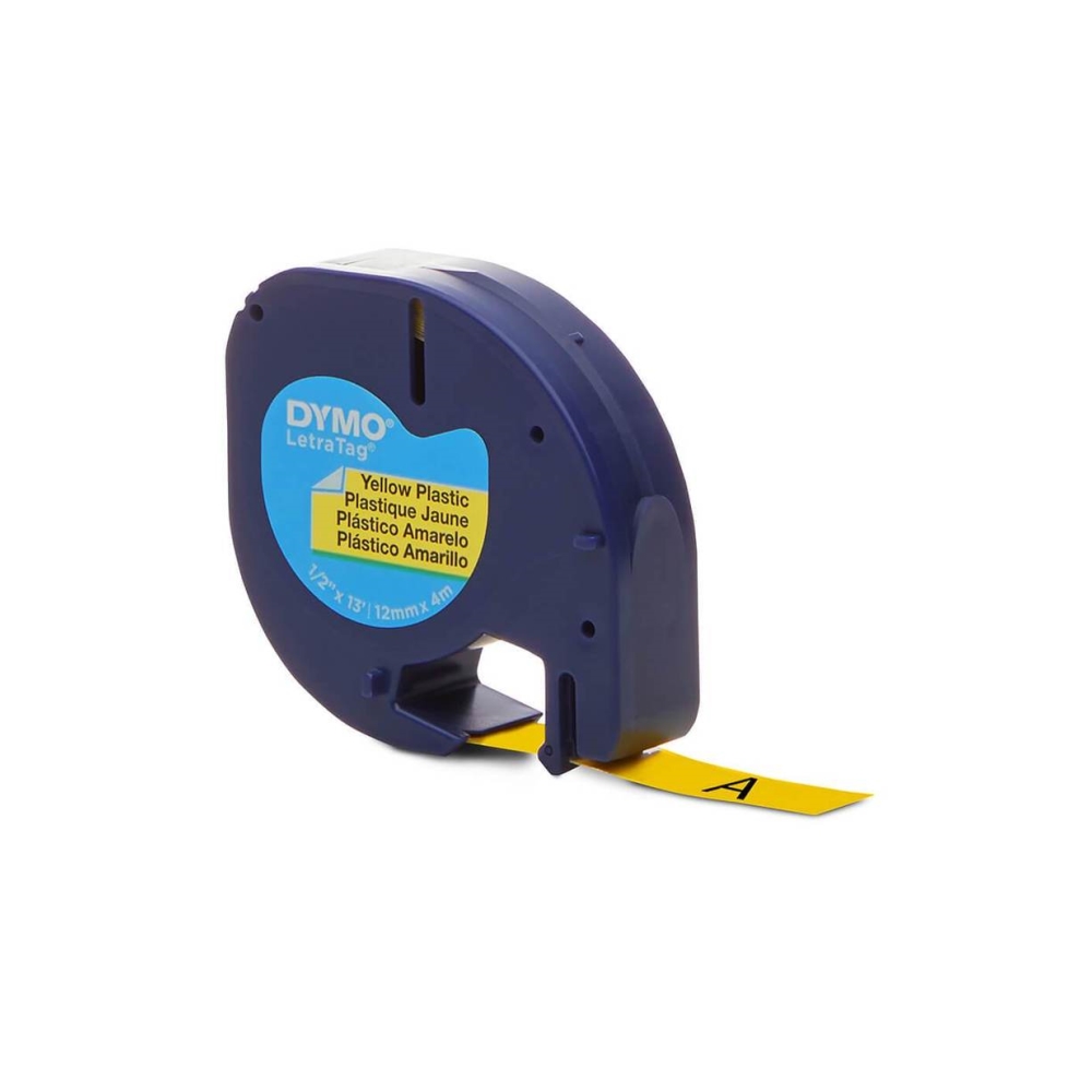 img Cinta Dymo Letratag Plastico Amarillo 12mm x 4m 91332