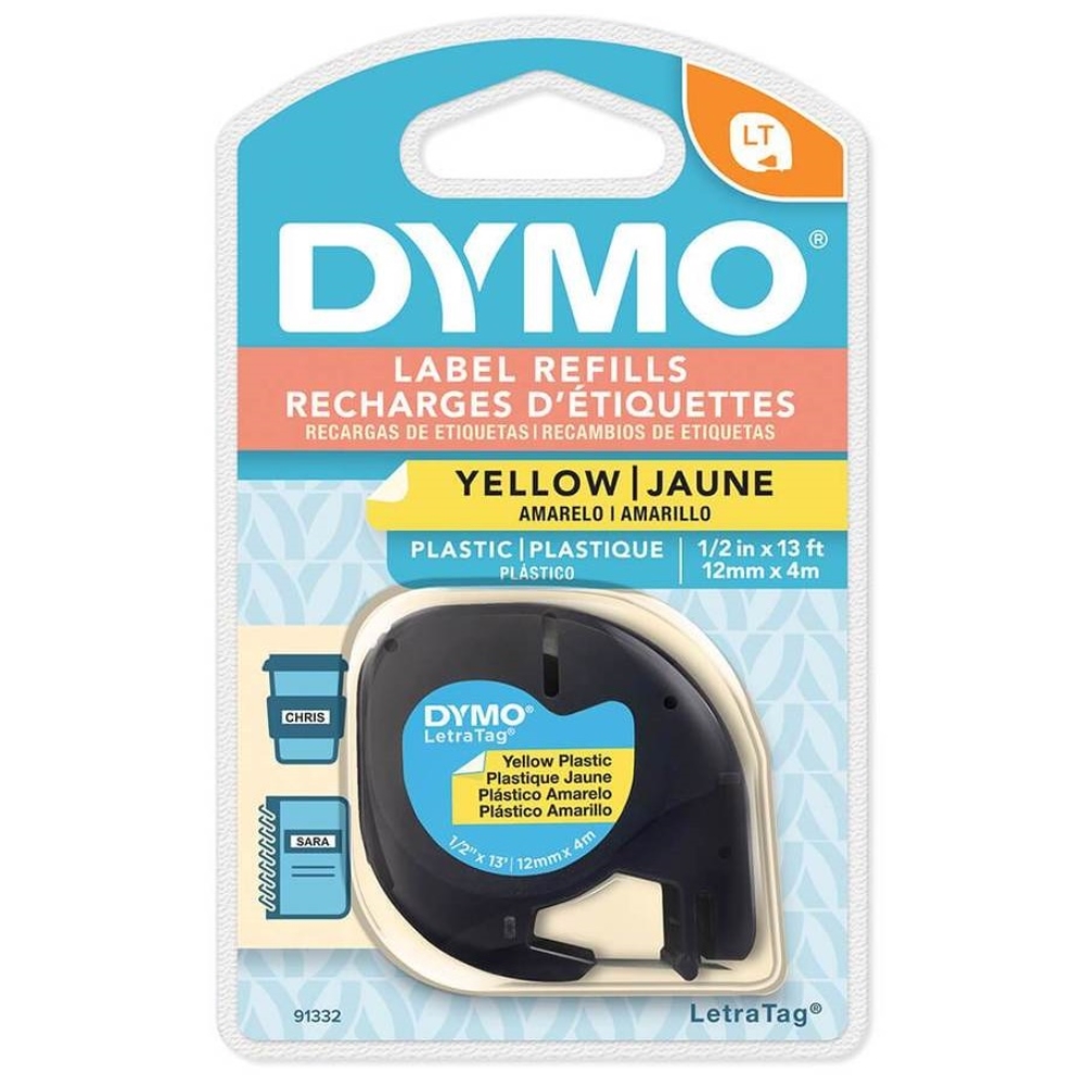 img Cinta Dymo Letratag Plastico Amarillo 12mm x 4m 91332