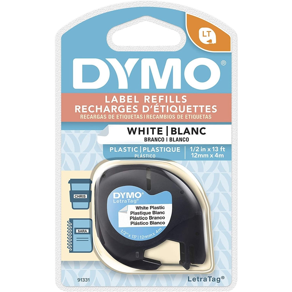 img Cinta Dymo Letratag Plastico Blanco 12mm x 4m 91331