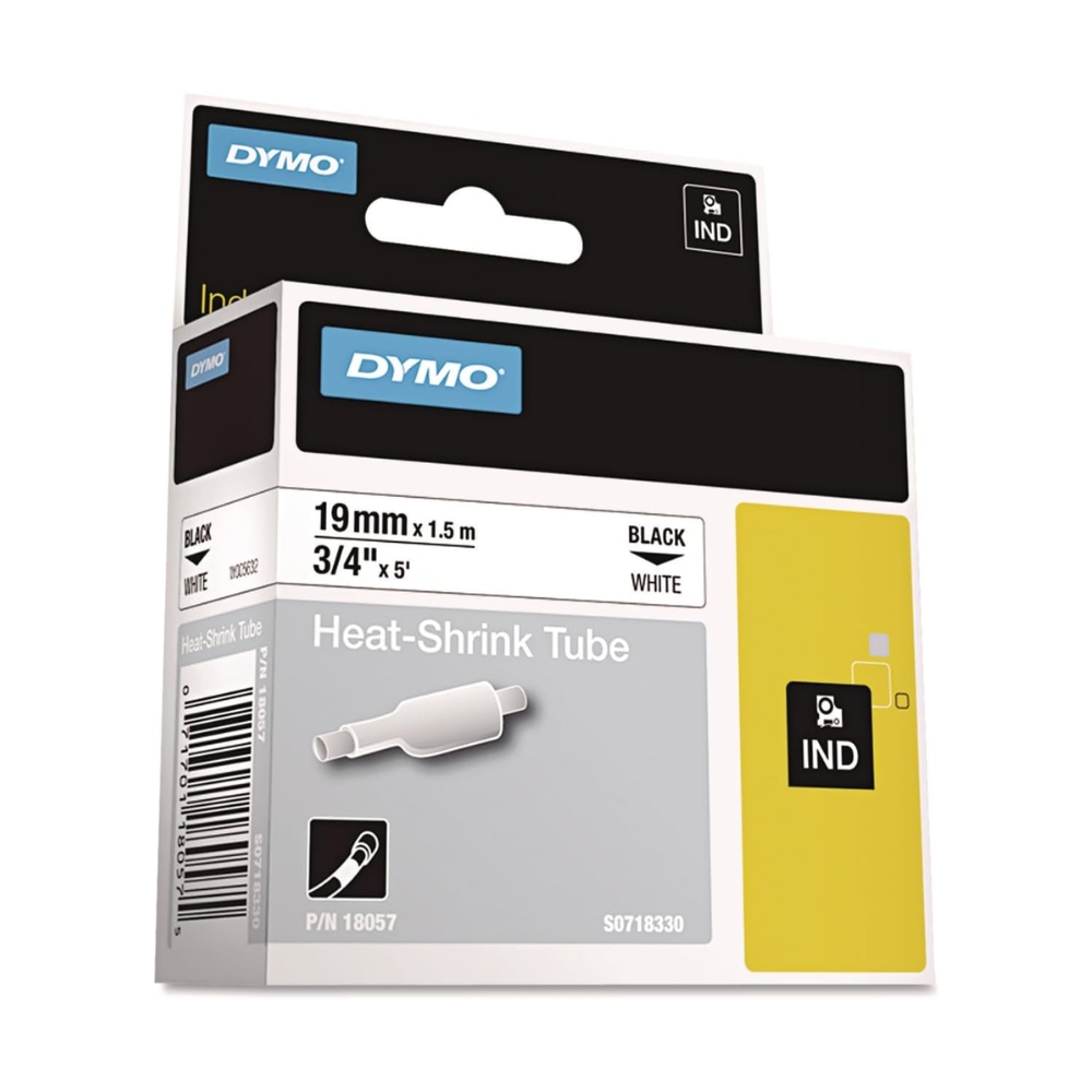img Cinta Dymo Rhino Industrial Termocontraible Negro sobre Blanco 19mm x 1.5m 18057