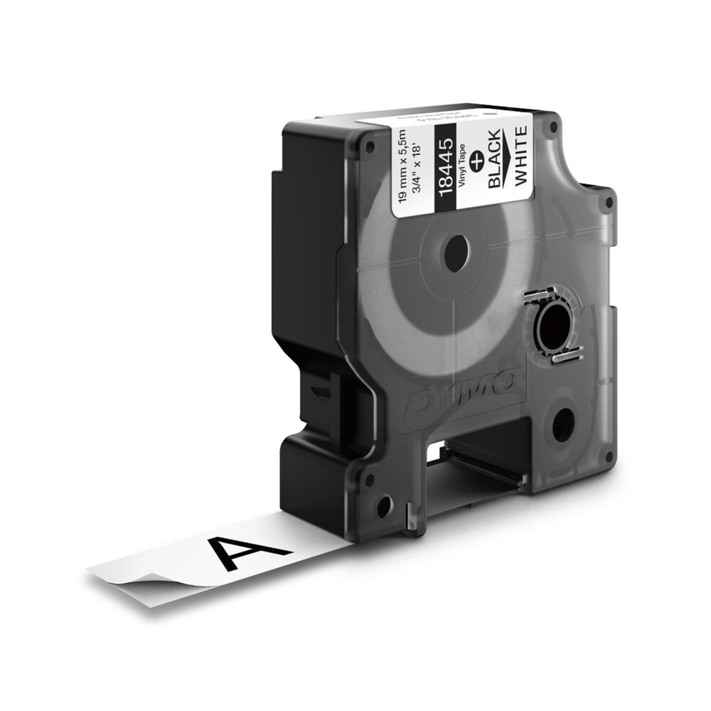 img Cinta Dymo Rhino Industrial Vinil Negro sobre Blanco 19mm x 5.5m 18445