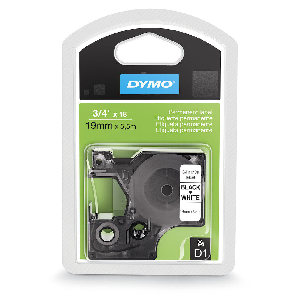 Cinta Dymo D1 Labelmanager Permanente Negro sobre Blanco 19mm x 5.5m 16956