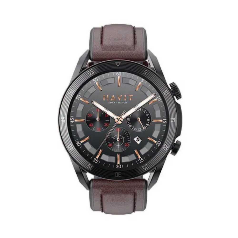 Reloj Havit Smartwatch Pantalla Amoled Ultra HD 1.43" circular Realiza y Contesta Llamadas con Asistente de Voz 11 modos de Deporte Monitoreo de Salud IP68 color Cafe M9030 PRO-BROWN