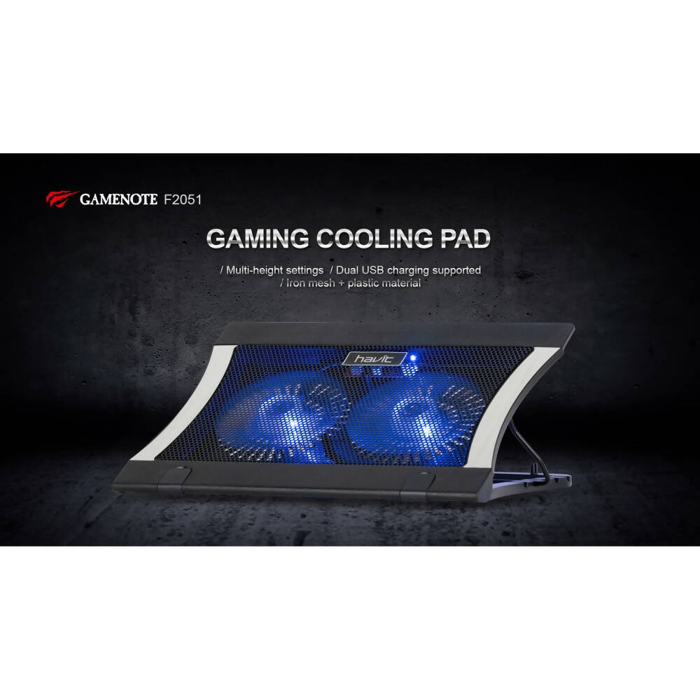 img Soporte Cooler Havit para Laptop hasta 16" con 2 ventiladores y 2 Puertos USB-A HV-F2051