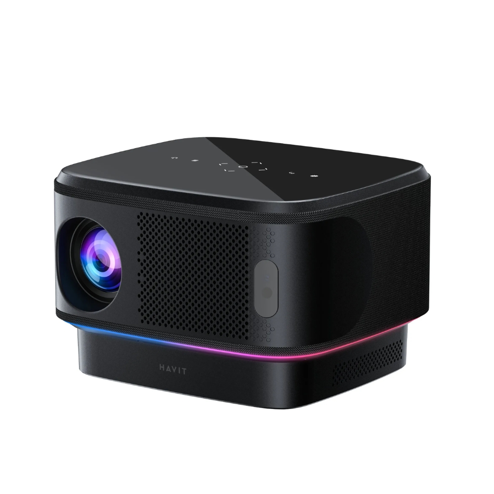 Proyector Havit Android TV FullHD 1080P Pantalla 40" hasta 120" 14000 Lumens 550 ANSI Lumens Altavoz Estereo HiFi PJ300 PRO-US-BK