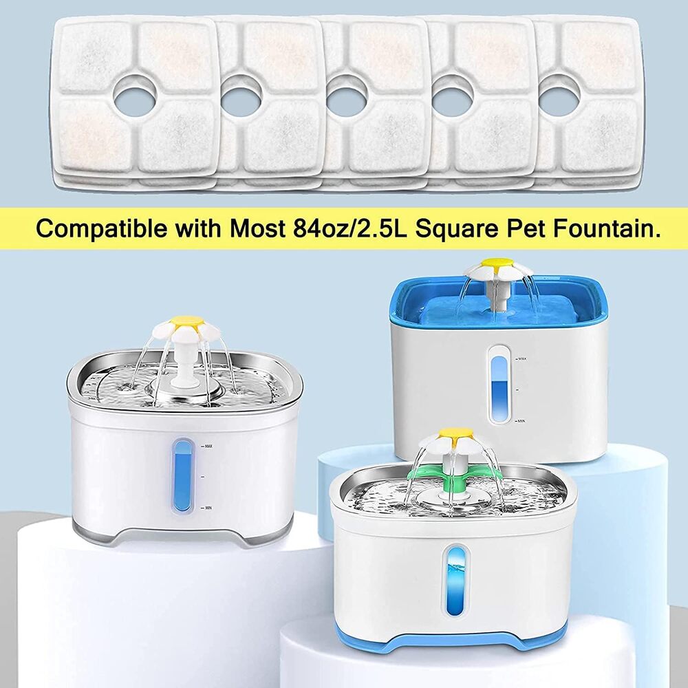 img Filtro de Fuente de Agua para Mascotas para Fuente Cuadrada Superior de 84Oz / 2.5L con 3 sistemas de filtración