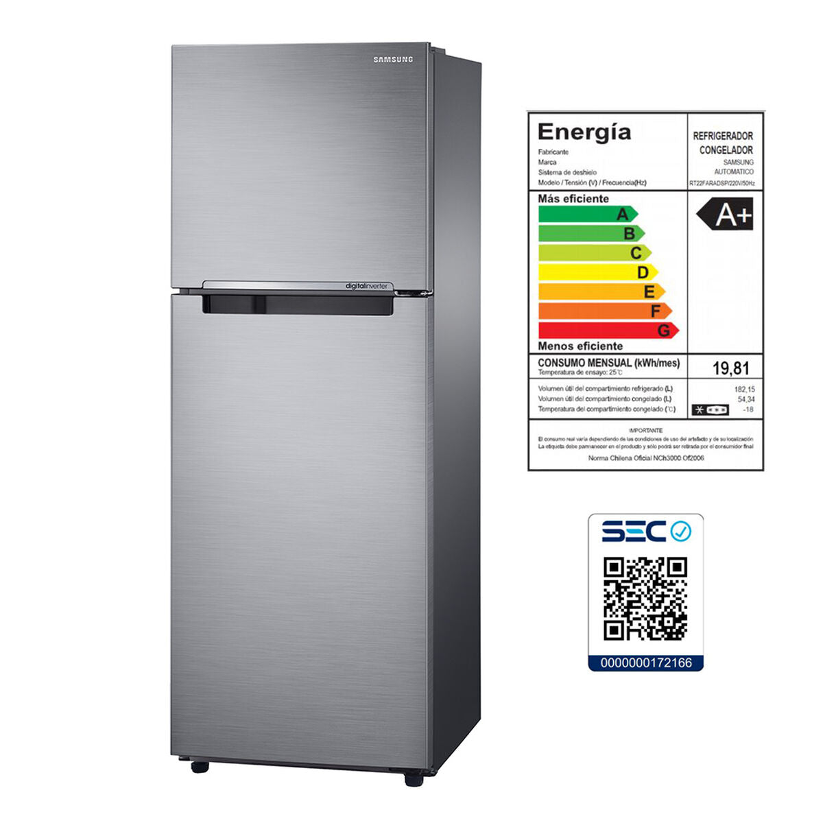 img Refrigerador No Frost Samsung 234 lts. RT22FARADS8/ZS