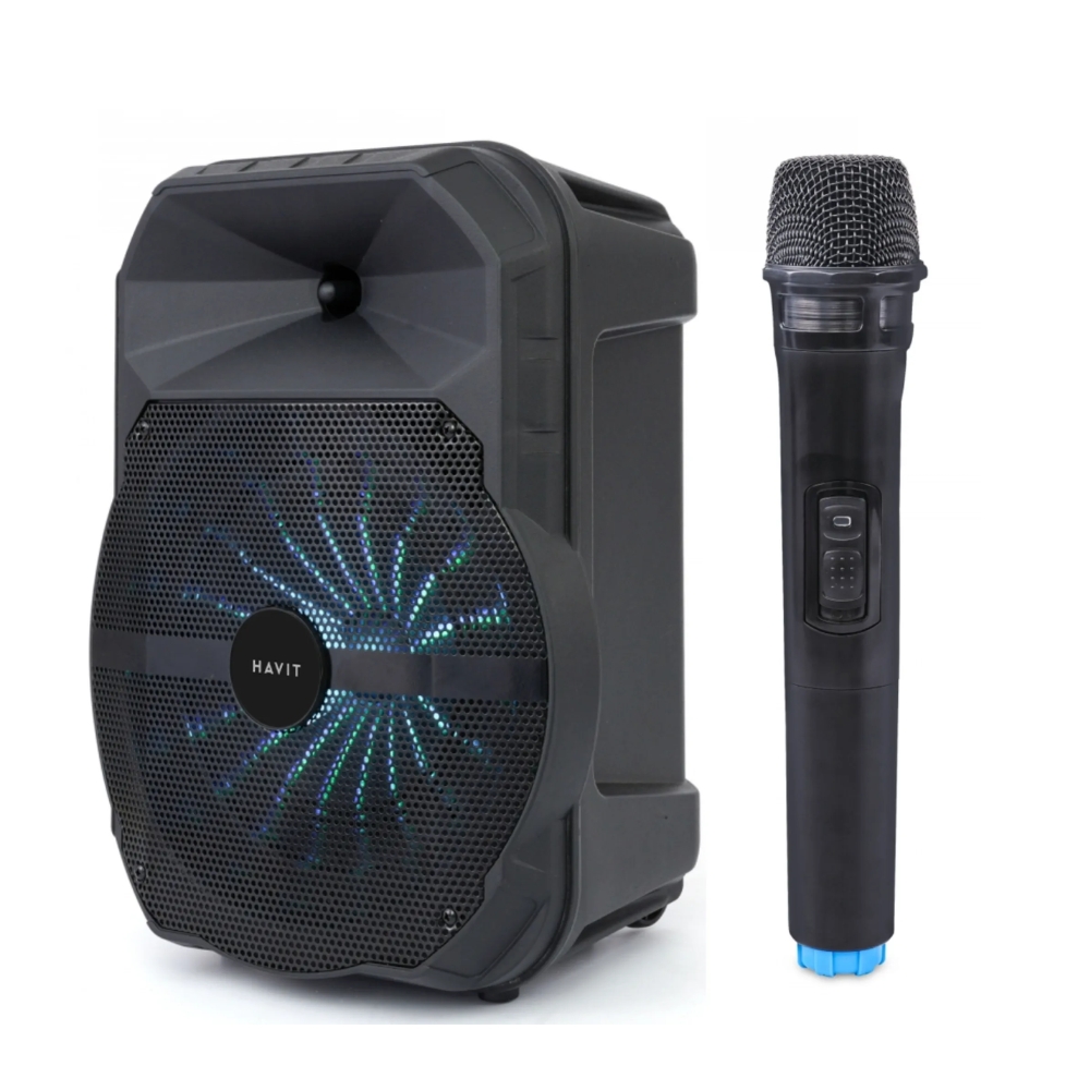Altavoz Havit RGB tipo Torre Altura 43 cm Potencia 20 Watts Bateria hasta 6 Horas Funciones BT 5.3 TWS USB Micro SD y Aux Incluye 1 Microfono SQ144BT-EU
