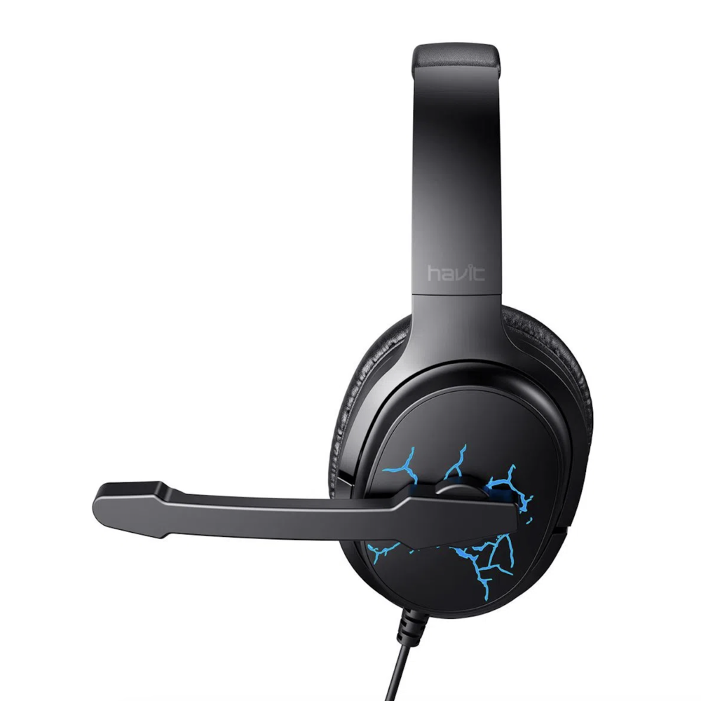 img Audifonos Gamer Havit LED Azul con Microfono Cable USB Control de Volumen H213U-BLK