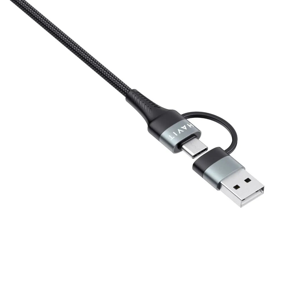 img Cable Havit de carga multi puertos Conexion USB-A a USB-C Lightning PD20W USB-C PD60W CB6244-BG