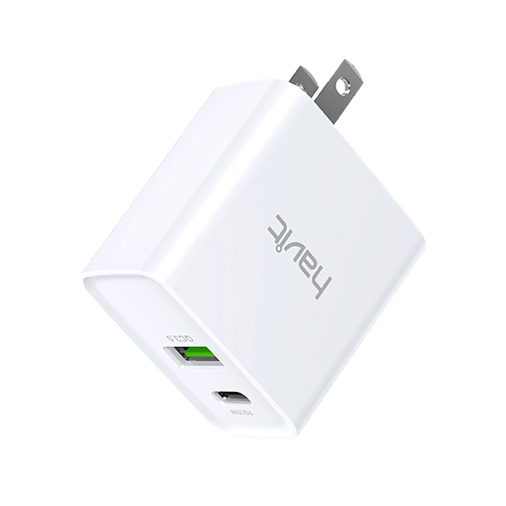 img Cargador Havit PD20W + QC 3.0 USB-A 5/9/12V USB-C 5/9/12V color Blanco HV-UC111-US-W