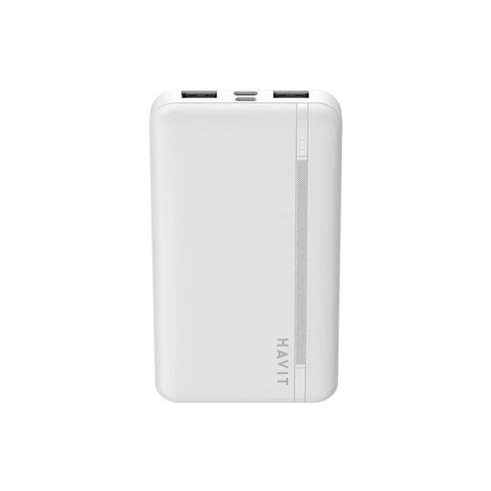 Cargador Portatil Havit Power Bank de 10.000 mAh con Indicador LED de Bateria doble salida USB-A color Blanco PB89-WH