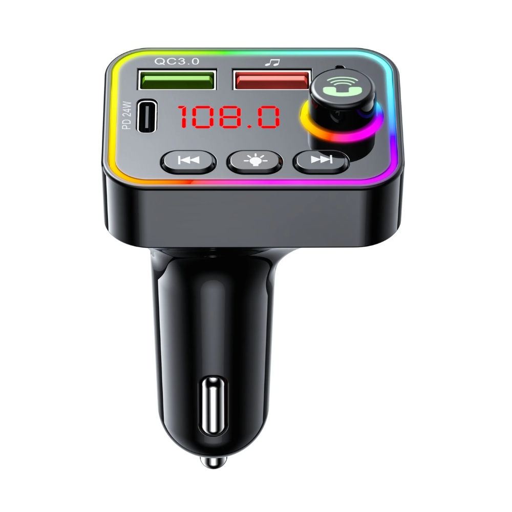 Modulador Havit Bluetooth MP3 BT v5.3+EDR Manos Libres Alcance hasta 10 Metros Puerto USB-A 3.1 Amp Puerto USB-C QC3.0 PD24 Watts HV-FM819BT