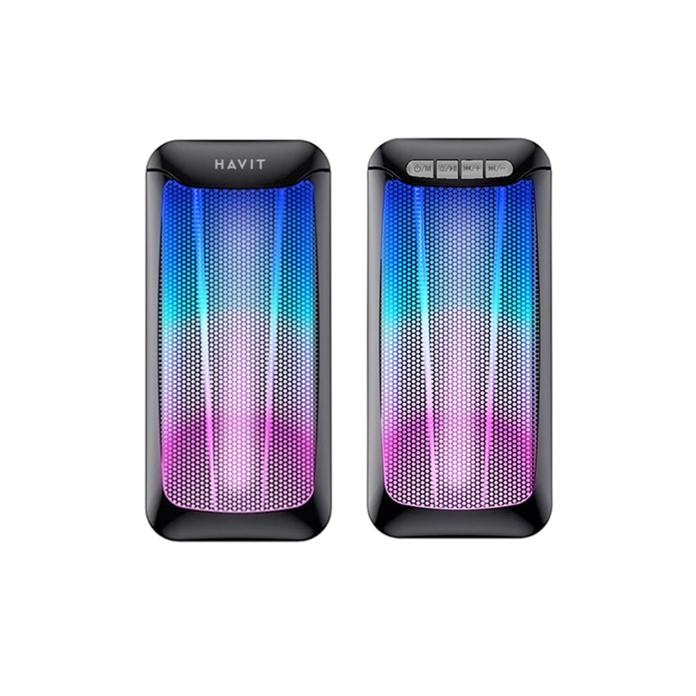 Altavoz Havit LED RGB 2.0 Potencia 2x5 Watts Bateria hasta 8 Horas Bluetooth 5.0 Cable USB y Aux SK755BT