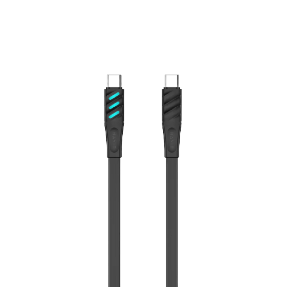 Cable Havit USB-C a USB-C PD60Watts Longitud 1 Metro con Luces LED CB6254