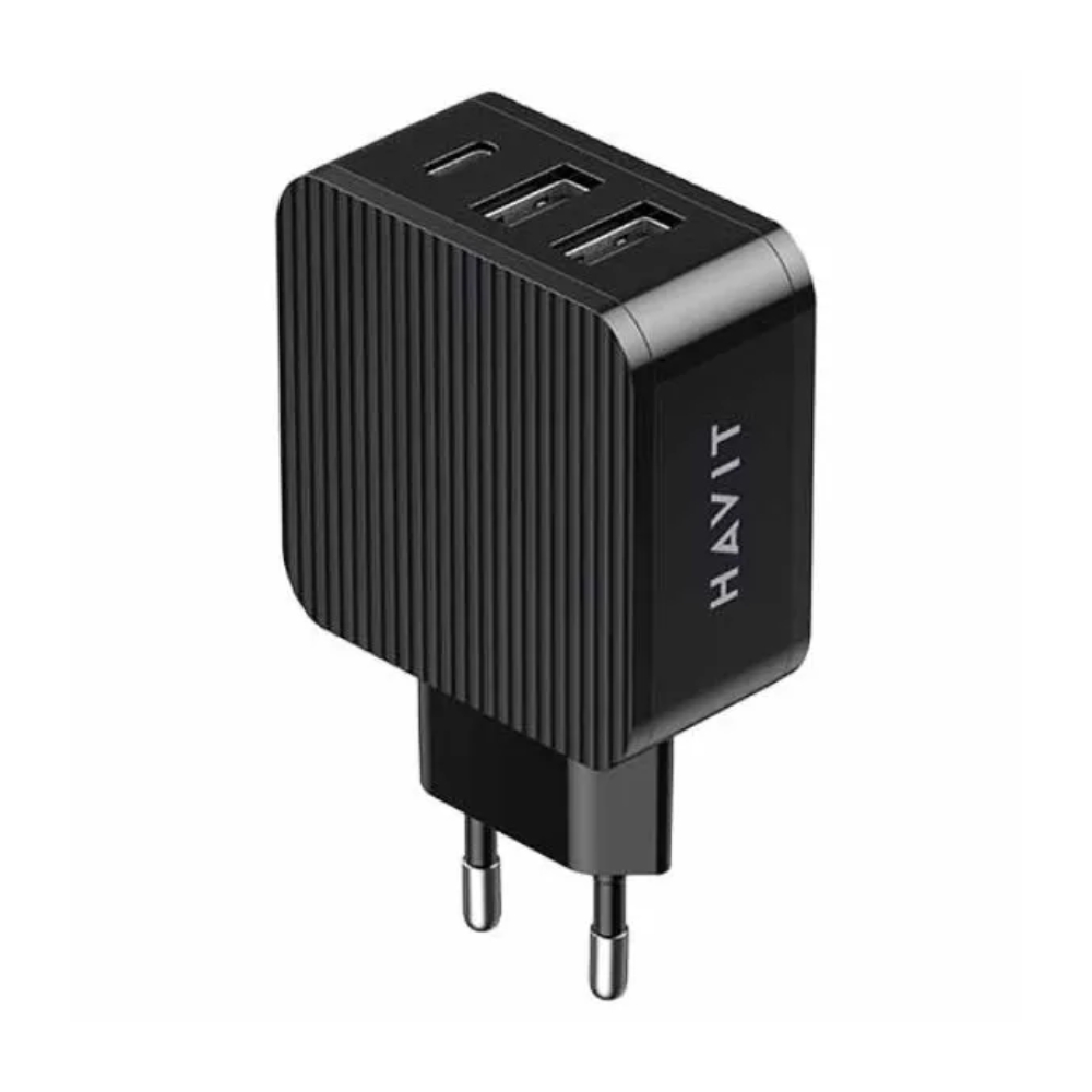 Cargador de viaje Havit 32 Watts Salida 2 Puertos USB-A y 1 Puerto USB-C UC118-B