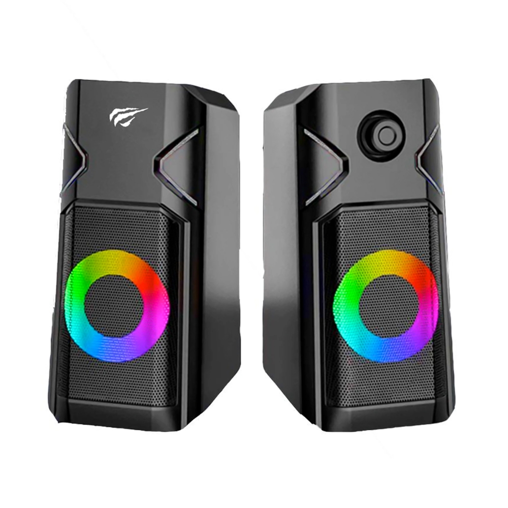Parlante Havit Gamer RGB Doble Altavoz 5Watts Conexion USB+3.5mm color Negro SK204
