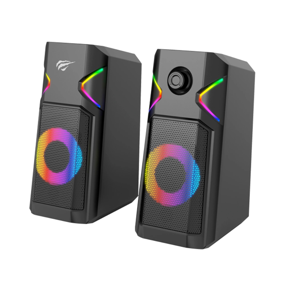 Parlante Havit Gamer RGB USB 2.0 con Doble Altavoz 5 Watts y Luces Ajustables Conexion USB y 3.5mm SK201