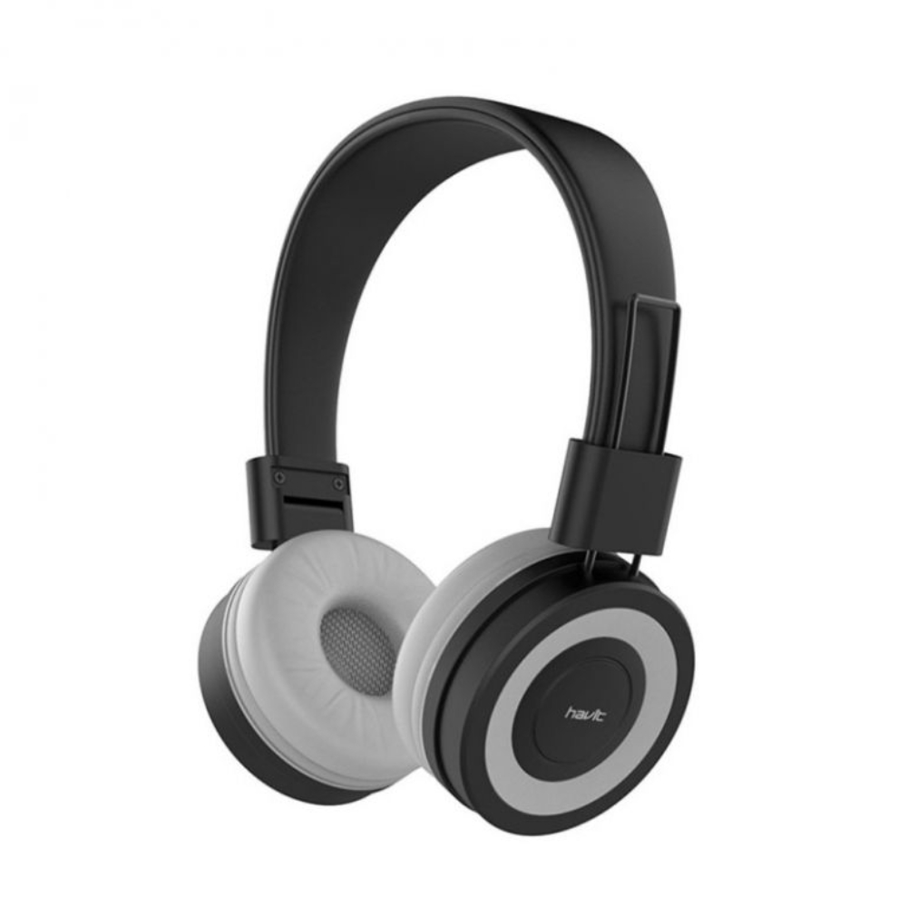 Auriculares Havit Diseño Plegable Cancelacion de Ruido Sonido HiFi Conexion Mini Jack 3.5mm color negro+gris HV-H2218D