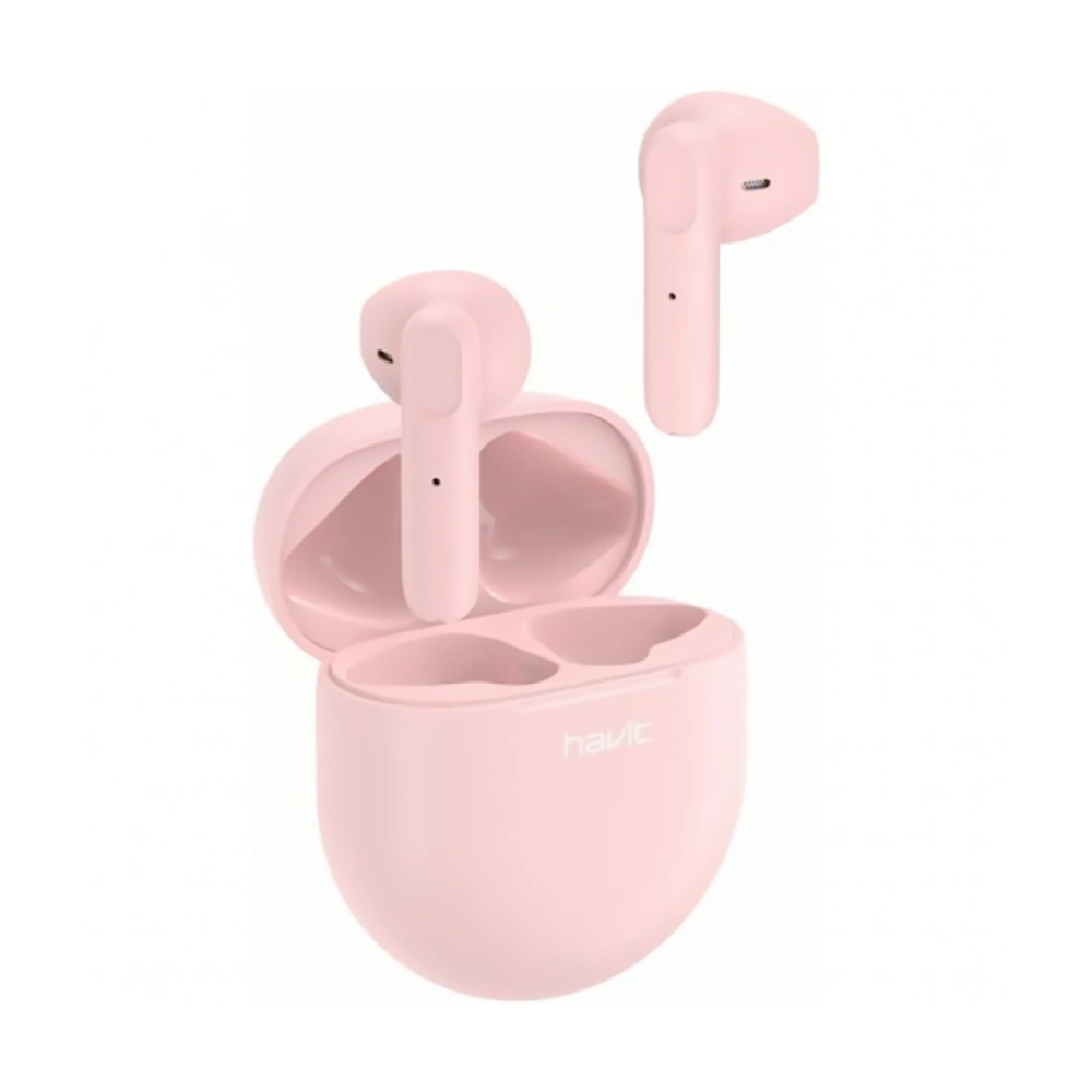 Auriculares Havit Inalambricos IP5X Contra Salpicaduras de Agua Bluetooth 5.0 Carga Puerto USB-C color Rosado TW916-P